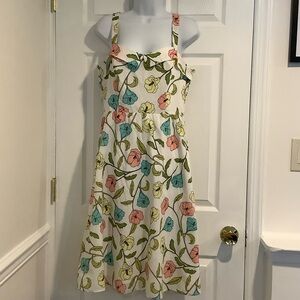 LAUNDRY by SHELLI SEGAL 100% Cotton Floral Cottagecore Easter Brunch Midi Dress6